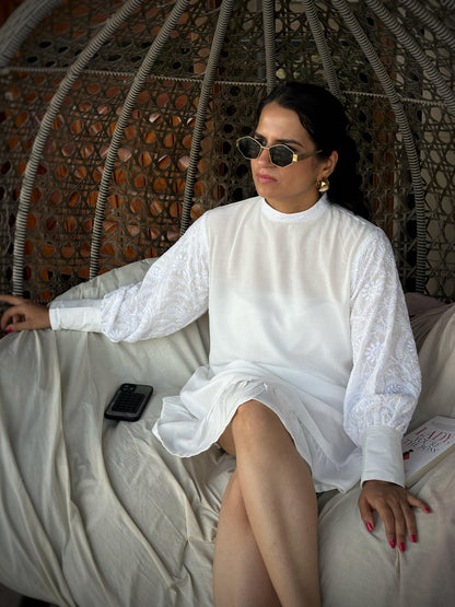 Nazaakat off-white Chikankari midi dress — lifestyle, versatile everyday and occasion wear